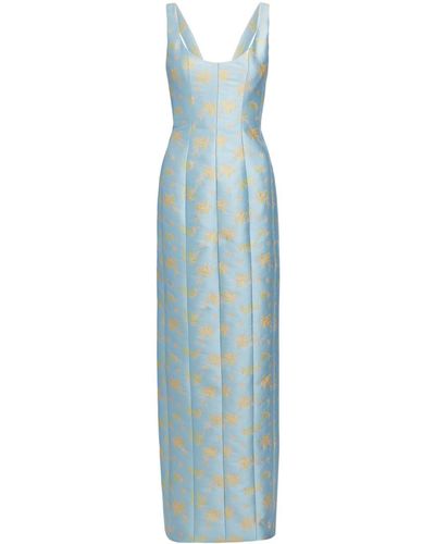 Markarian Bardot Brocade-effect Silk Dress - Blue
