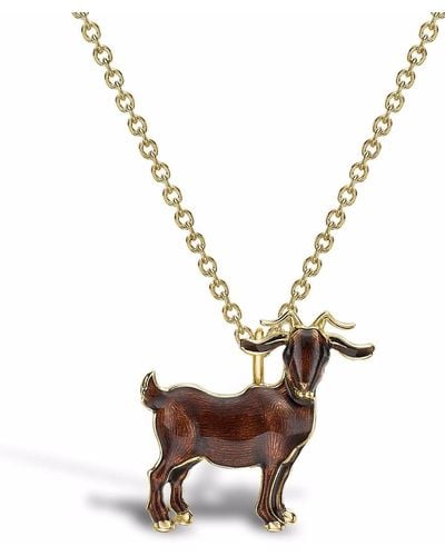 Pragnell 18kt Yellow Gold Zodiac Goat Pendant Necklace - Metallic