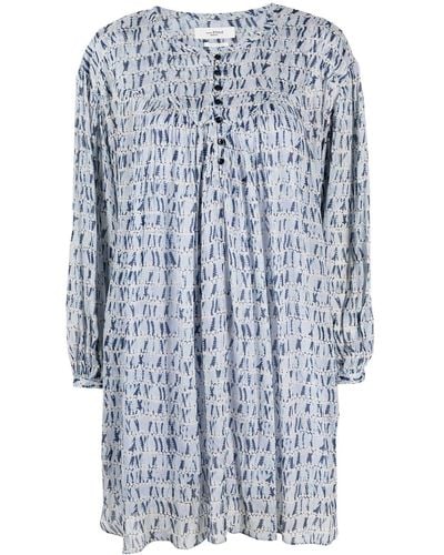 Isabel Marant Printed Long-sleeved Midi Dress - Blue