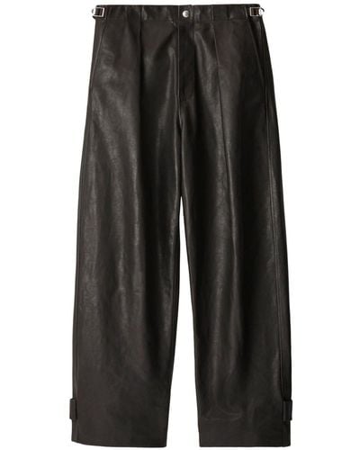 Burberry Pantalon en cuir à bandes latérales - Noir