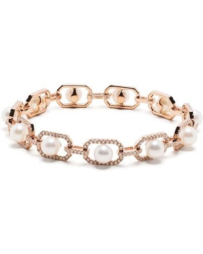 SHAY 18kt Rose Gold Diamond And Pearl Bracelet - Metallic