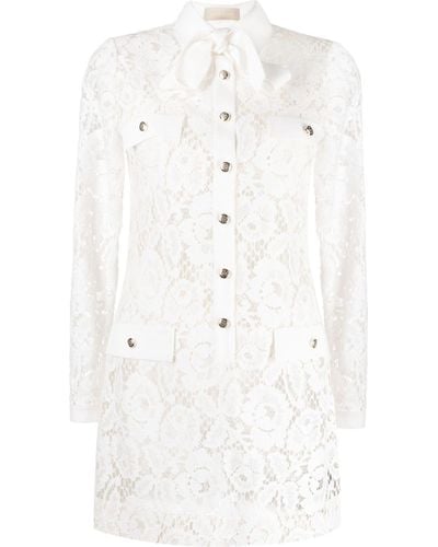Elie Saab Floral Lace Minidress - White