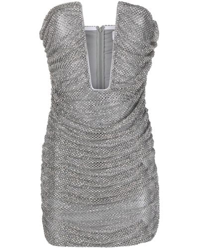 GIUSEPPE DI MORABITO Crystal-embellished Ruched Minidress - Gray