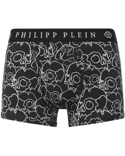 Philipp Plein Boxershorts Met Doodskopprint - Zwart