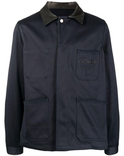 Alexander McQueen Logo Shirt Jacket Navy - Black
