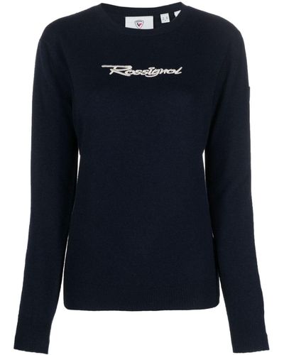 Rossignol Logo-embroidered Crew-neck Sweater - Blue