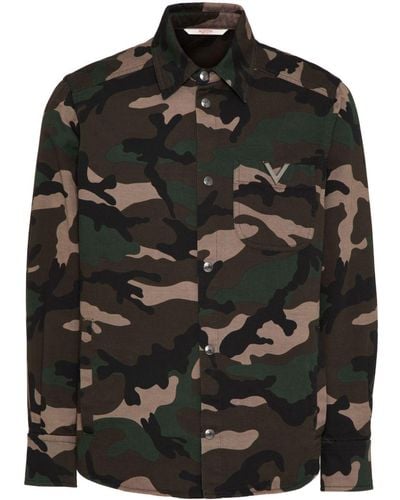 Valentino Garavani Camouflage-pattern Cotton Jacket - Black