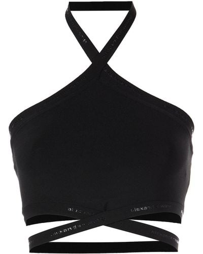 Alexander Wang COMPACT KNIT TANK BRA WITH JERSEY ROLL TRIMS - Black