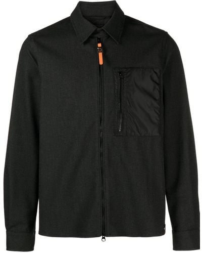 Aspesi スプレッドカラー ジップ シャツジャケット - ブラック