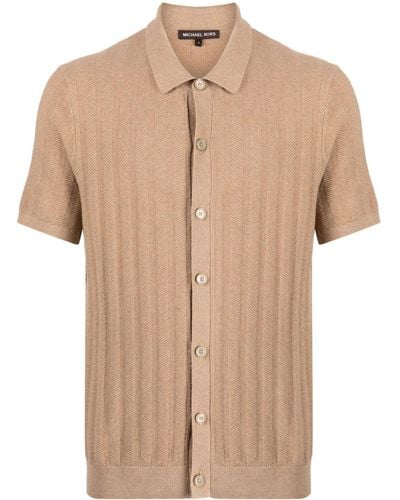 Michael Kors Fine-knit Short-sleeve Shirt - Natural