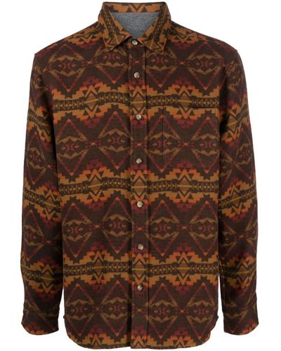 Pendleton Marshall Graphic-print Cotton Shirt - Brown