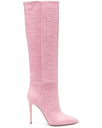 Paris Texas Kniehohe Stiefel mit Kroko-Effekt - Pink