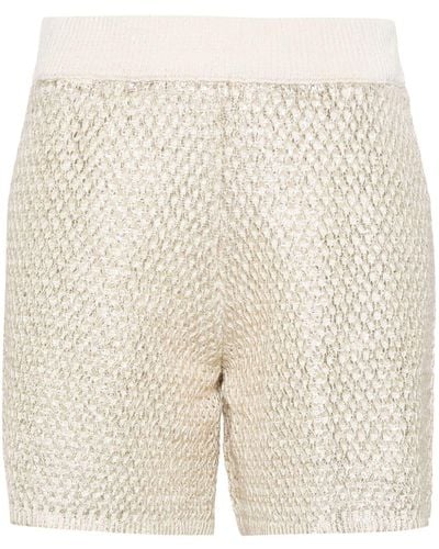 Peserico Metallic-effect Knitted Shorts - Natural
