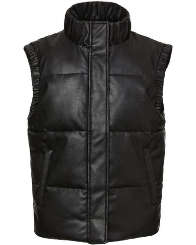 Unreal Fur Bodywarmer Van Imitatieleer - Zwart