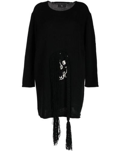 Y's Yohji Yamamoto Oversized Intarsia-knit Skeleton Jumper - Black