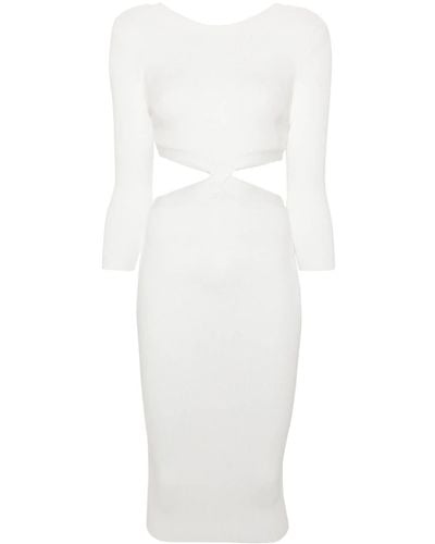 Elisabetta Franchi Cut-out Ribbed Midi Dress - White