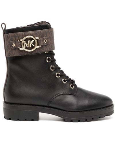 MICHAEL Michael Kors Rory Logo-plaque Leather Boots - Black