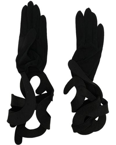 Yohji Yamamoto Cut-out Detail Cotton Gloves - Black