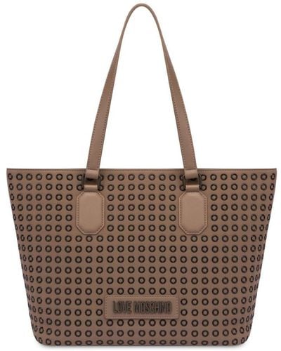 Love Moschino Logo-lettering Eyelet Tote Bag - Brown