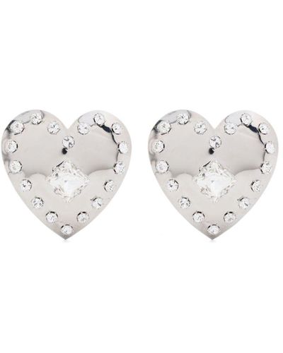 Alessandra Rich Heart Crystal Earrings - White