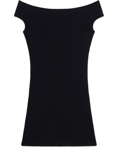 Ami Paris Off-shoulder Mini Dress - Black