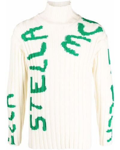 Stella McCartney グラフィティロゴ リブニットセーター - ホワイト