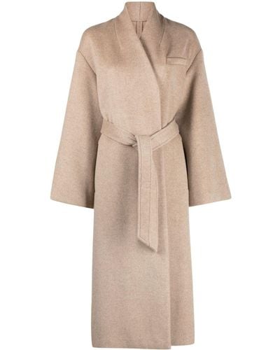 Claudie Pierlot Felted-finish Double-breasted Coat - Natural