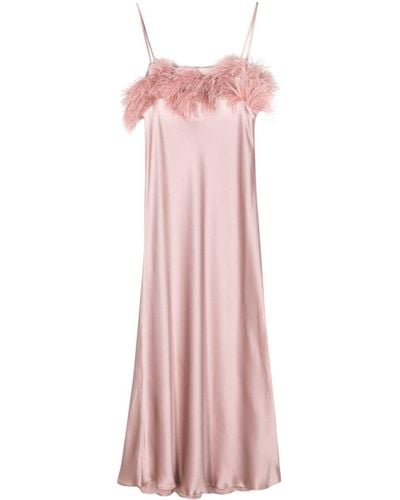 Antonelli Ligorio Feather-trim Midi Dress - Pink
