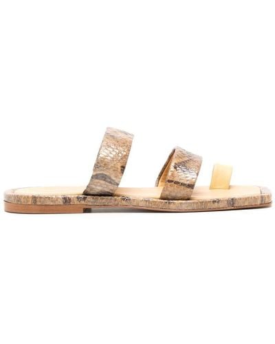 Rejina Pyo Larissa Snakeskin-print Leather Sandals - Natural