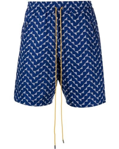 Rhude Beachfront Geometric-pattern Shorts - Blue