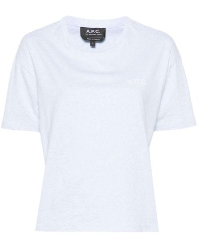 A.P.C. Flocked-logo Cotton T-shirt - White