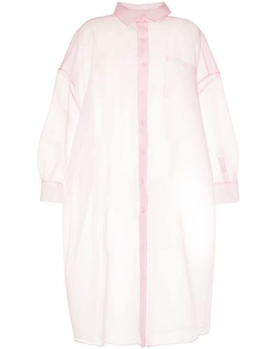 Cynthia Rowley Vestido camisero translúcido - Blanco