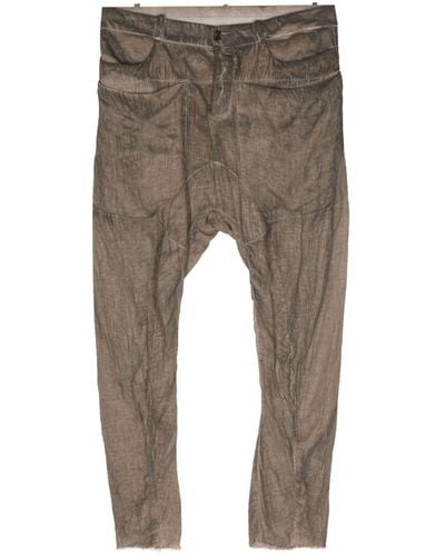 Masnada Drop-crotch Linen Trousers - Grey