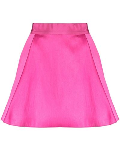 Gemy Maalouf Pleat-detail Satin Miniskirt - Pink
