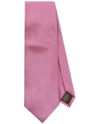 Canali Patterned-jacquard Silk Tie - Pink