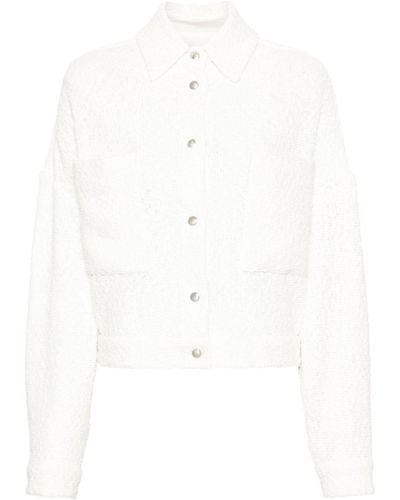 IRO Bouclé-Jacke mit Druckknöpfen - Weiß