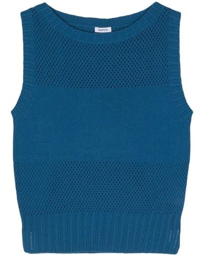 Aspesi Pointelle-knit Sleeveless Top - Blue