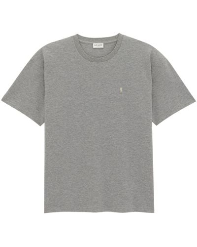 Saint Laurent T-shirt Cassandre en coton mélangé - Gris