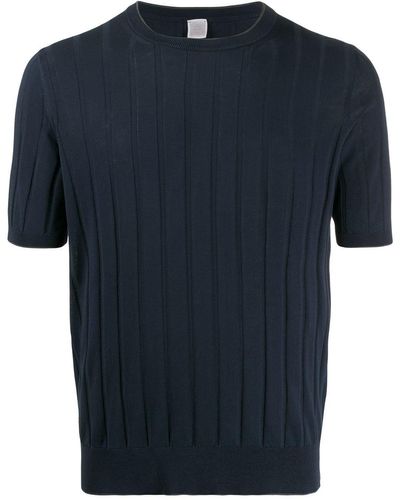 Eleventy Ribbed Knit Short-sleeve Sweater - Blue