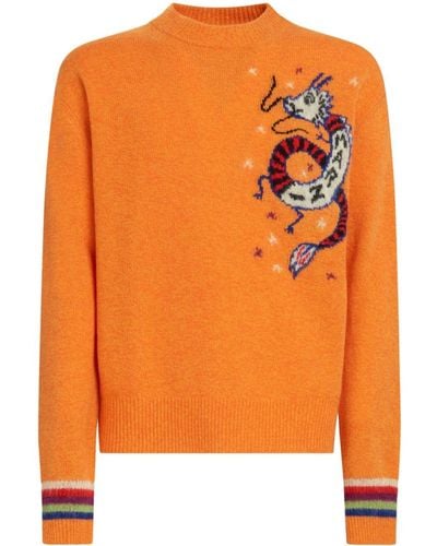 Marni Intarsia-knit Wool Blend Jumper - Orange