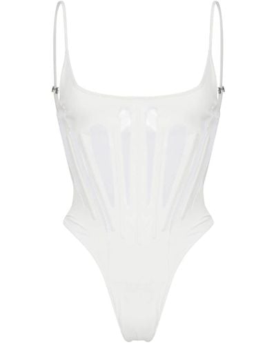 Mugler Semi-transparenter Tanga-Badeanzug - Weiß