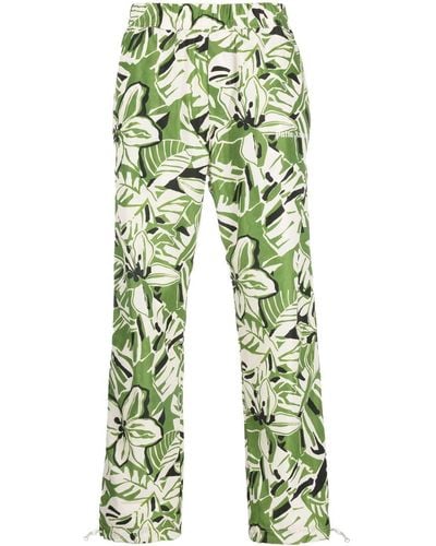 Palm Angels Floral-print Straight-leg Pants - Green