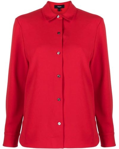 Theory Straight-point Collar Button-down Shirt - Red