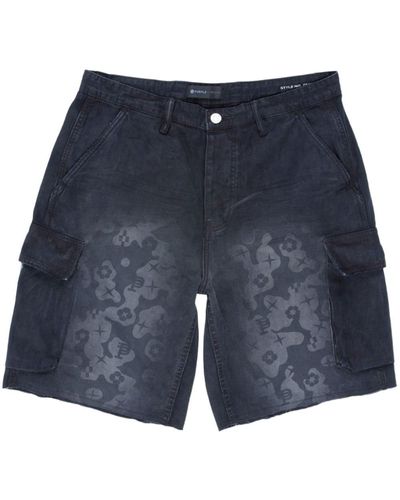 Purple Brand Cargo-Shorts aus Twill mit Print - Blau