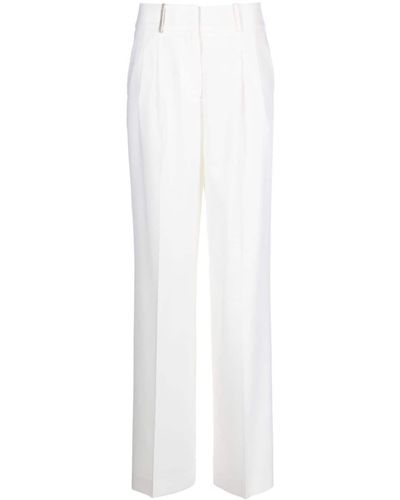 Peserico Pantalon ample à ornements en cristal - Blanc