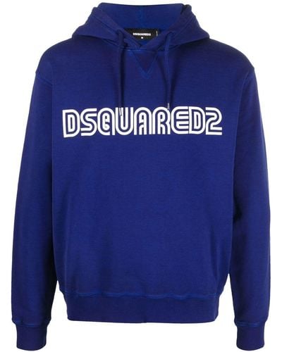 DSquared² ディースクエアード ロゴプリント パーカー - ブルー