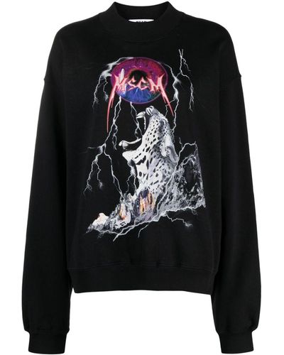 MSGM Sweater Met Grafische Print - Zwart