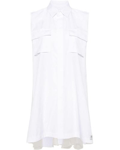 Sacai Robe courte à design plissée - Blanc