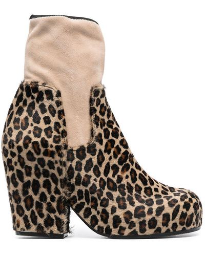 Random Identities Paneled Leopard Ankle Boots - Multicolor
