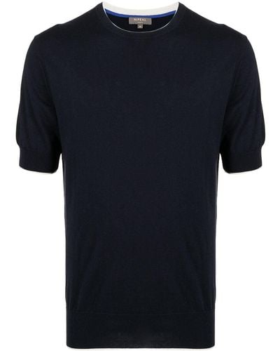 N.Peal Cashmere Round Neck Short-sleeved T-shirt - Blue